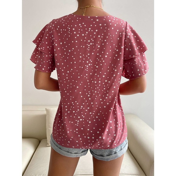 Dalmatian Print Butterfly Sleeve Blouse - Picture 5 of 11